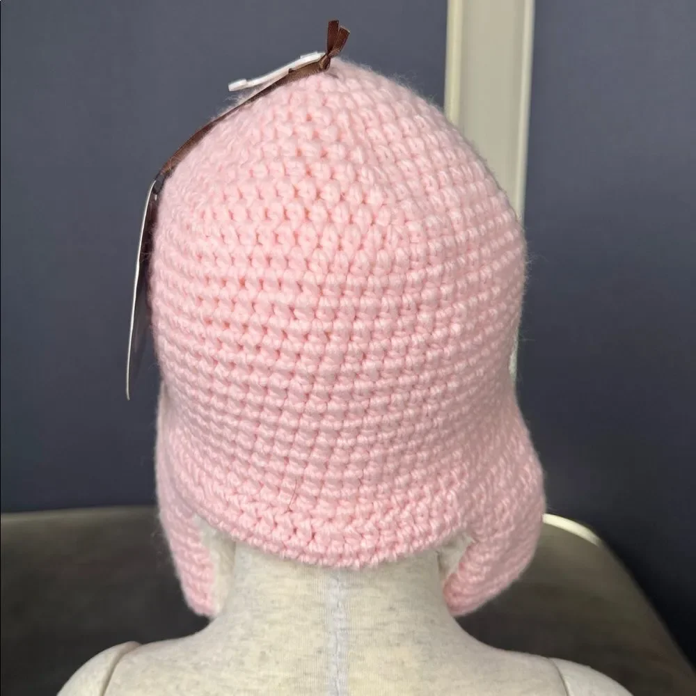 Daisy Baby Girls Toddler Crocheted Pink Aviator Hat Soft Fur 12-24 months NWT